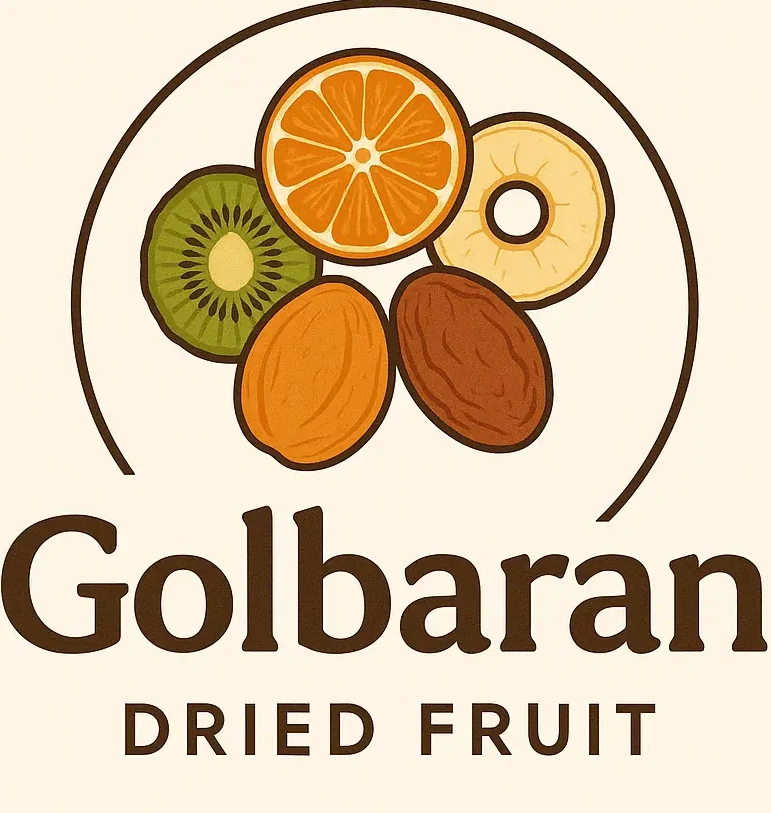 لوگو برند گلباران تولیدکننده میوه‌های خشک طبیعی و باکیفیت